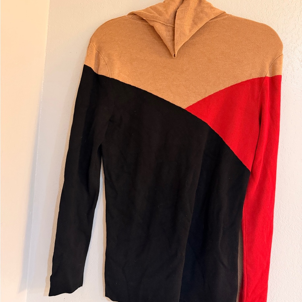 Chico's womens Turtleneck Sweater - Tan, Black, Red